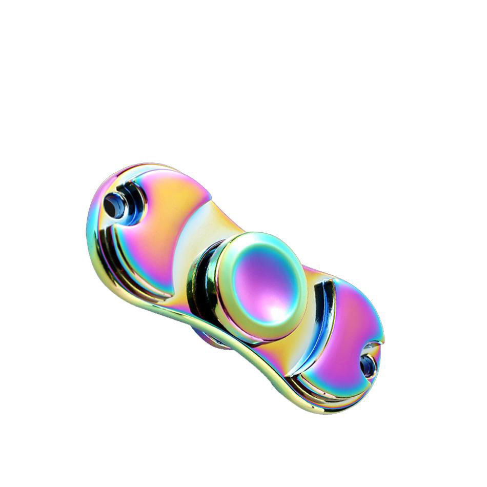 Rainbow swirl dazzle zinc alloy UFO dual fidget spinner