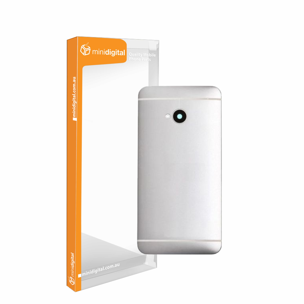 HTC one M7 White silver Rear battery Cover