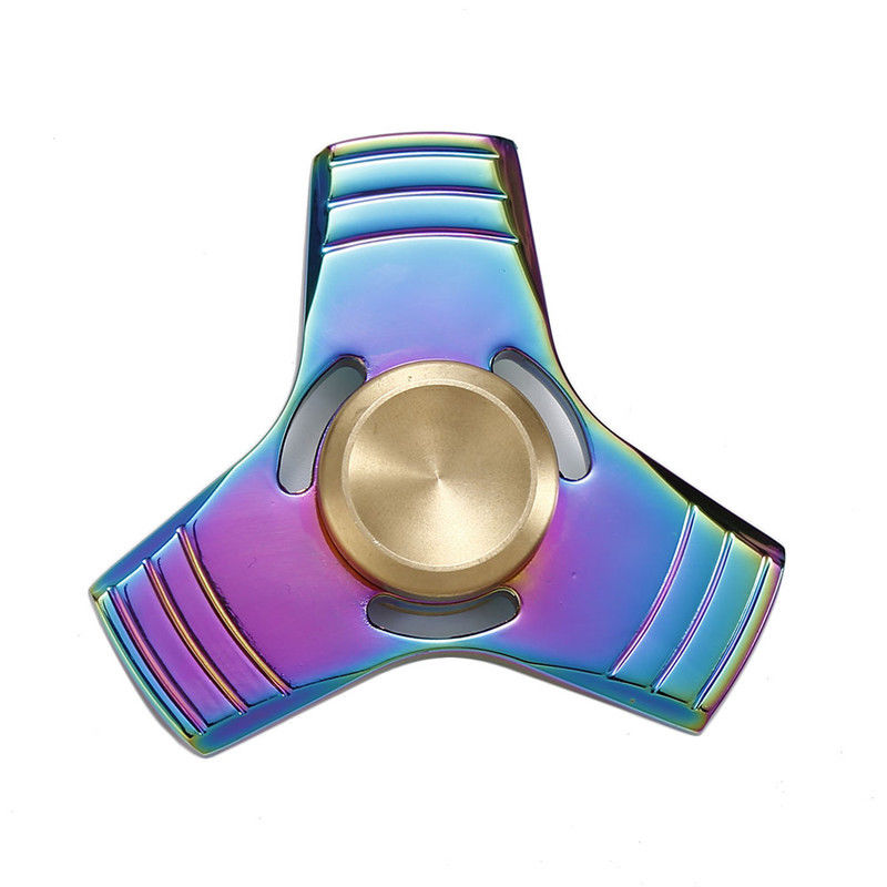 Rainbow zinc alloy tri wing fidget spinner