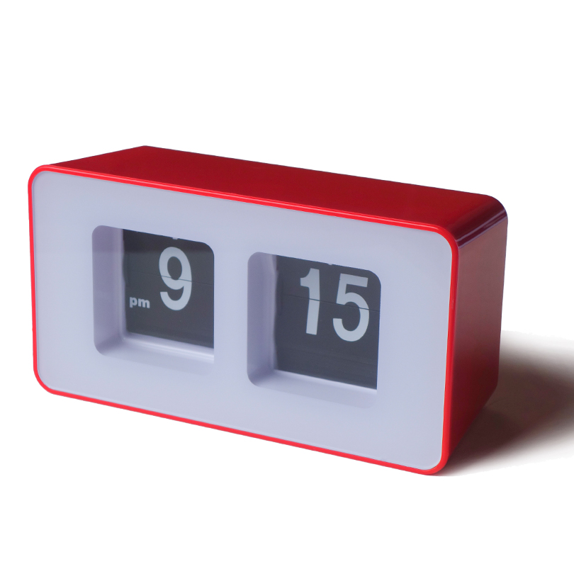 Retro Flip Classic Stylish Desk Auto Modern Wall Clock Digital Red